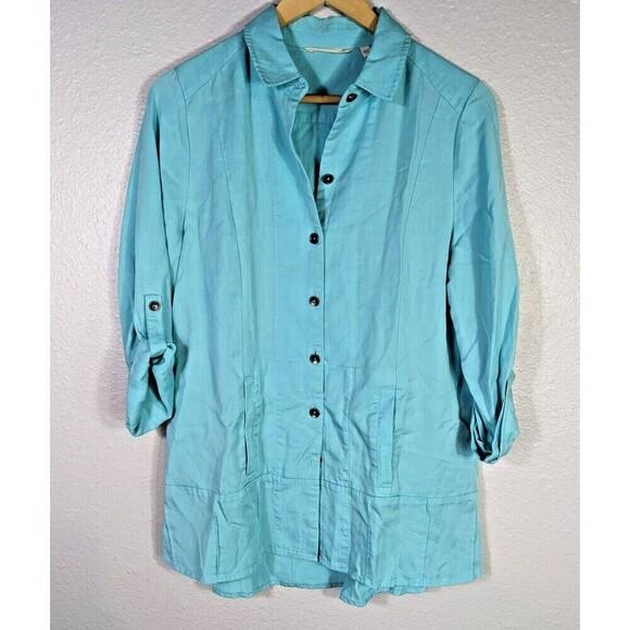 Soft Surroundings Tencel Lyocell Tunic Top Blue Size M Petite - Picture 1 of 7